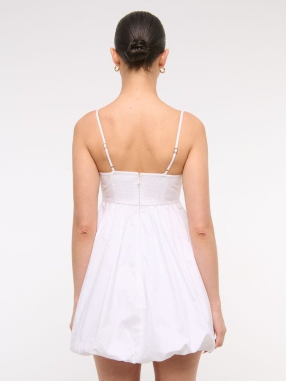Abercrombie & Fitch Babydoll Bubble Hem Mini Dress - White - Size Small - Picture 5 of 5